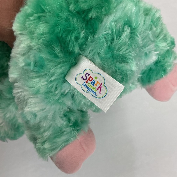 Fluffy Green and Pink Sloth Stuffed Animal - Picture 4 of 5